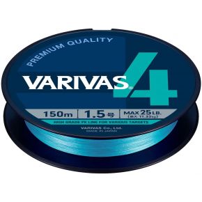 Шнур Varivas PE Line X4 Water Blue 150m 6.79kg 0.148mm #0.8 (VA 13602)