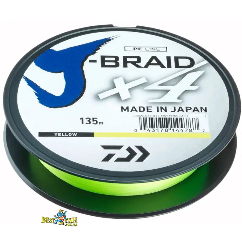 Шнур Daiwa J-Braid X4E 135m Yellow 2.6kg 0.07mm #0.4 (12740-007) Шнур Daiwa J-Braid X4E 135m Yellow 2.6kg 0.07mm #0.4 (12740-007)