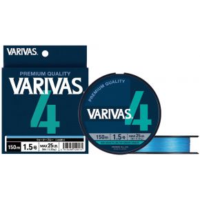 Шнур Varivas PE Line X4 Water Blue 200m 4.53kg 0.128mm #0.6 (VA 13611)