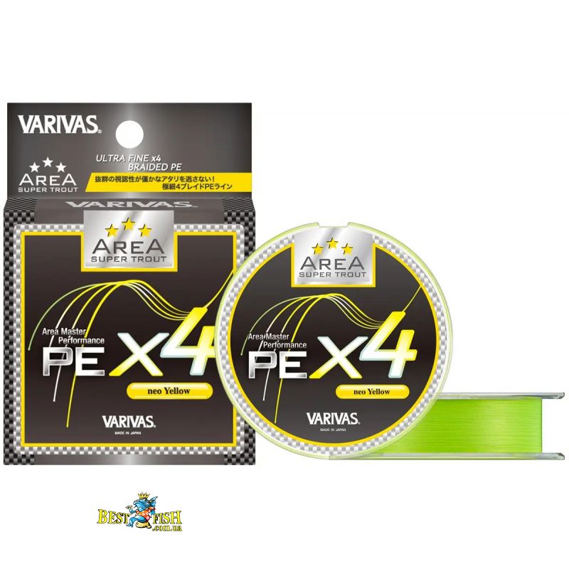 Шнур Varivas Super Trout Area PE X4 Neo Yellow 75m 2.92kg 0.074mm #0.2 (VA 16073) Шнур Varivas Super Trout Area PE X4 Neo Yellow 75m 2.92kg 0.074mm #0.2 (VA 16073)
