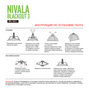 Намет напівавтомат 3-х місний Norfin NIVALA BLACKOUT 3  3000мм  (NFL-10411)
