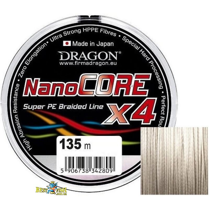 Шнур Dragon NanoCORE X4 135 м 0.08 мм 6.1 кг Сірий (PDF-41-06-008) Шнур Dragon NanoCORE X4 135 м 0.08 мм 6.1 кг Сірий (PDF-41-06-008)
