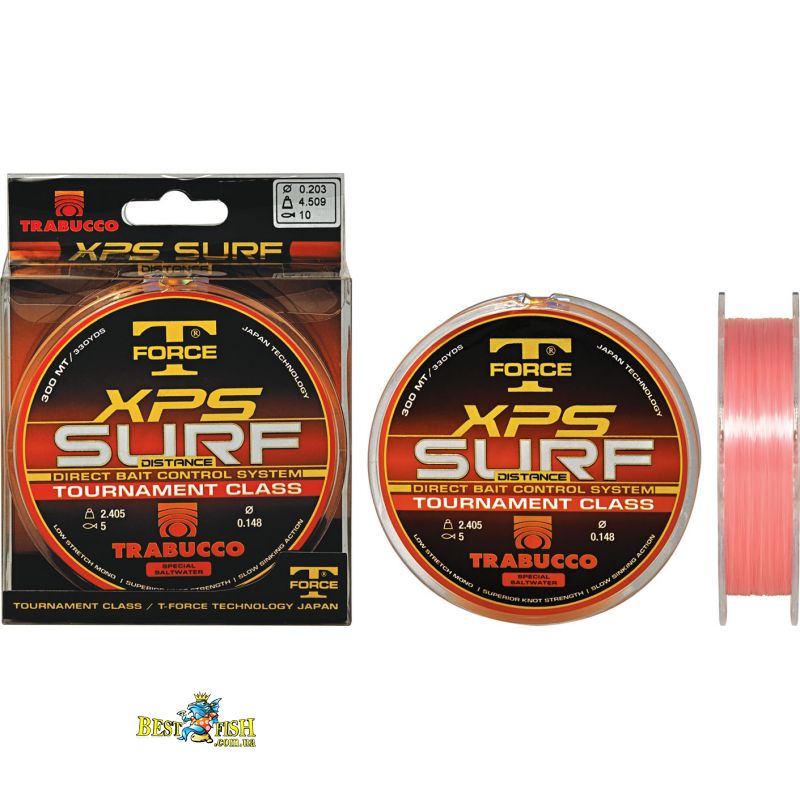Волосінь Trabucco T-Force XPS Surf Distance 300m 0.25mm 7.03kg рожева Волосінь Trabucco T-Force XPS Surf Distance 300m 0.25mm 7.03kg рожева