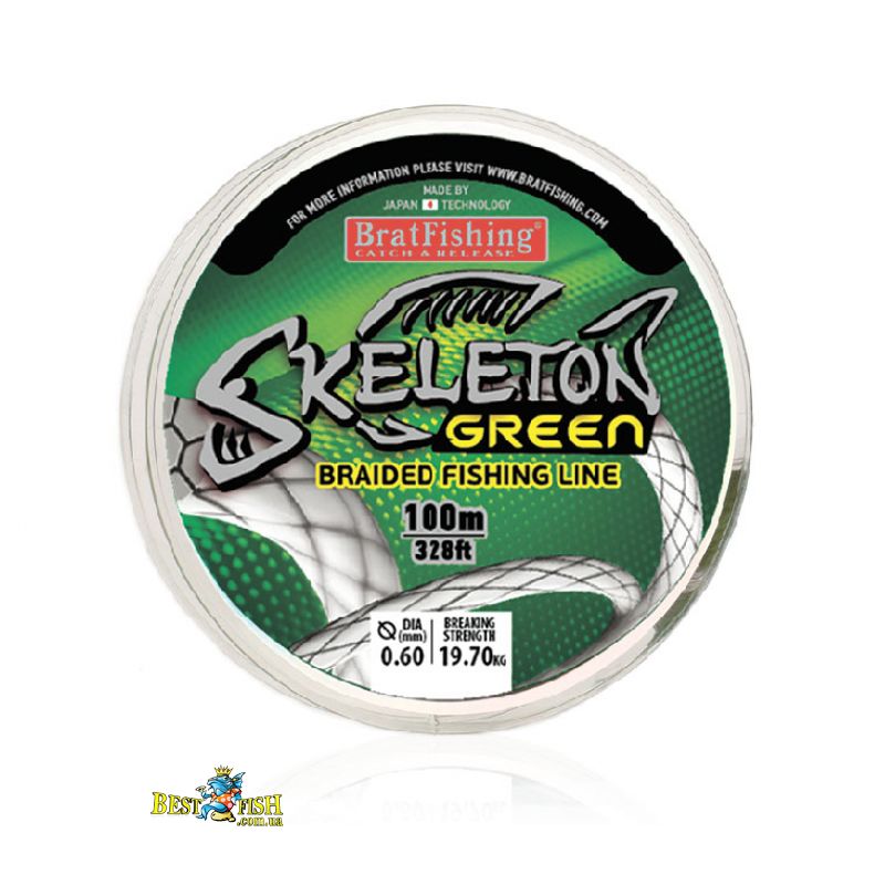 Шнур BratFishing Skeleton Green 100м 1.00мм зелений (30 / 02-013-100) Шнур BratFishing Skeleton Green 100м 1.00мм зелений (30 / 02-013-100)