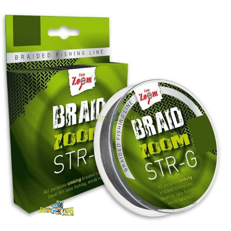 Плетений шнур Carp Zoom Braid Zoom STR-G braided line 0,20mm 130m 10,0кг темно-сірий