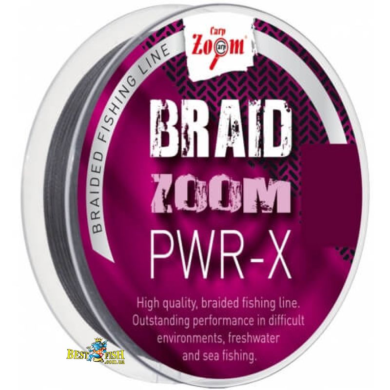 Плетений шнур Carp Zoom PWR-X braided line 0,10mm 120m 6,8кг сірий Плетений шнур Carp Zoom PWR-X braided line 0,10mm 120m 6,8кг сірий