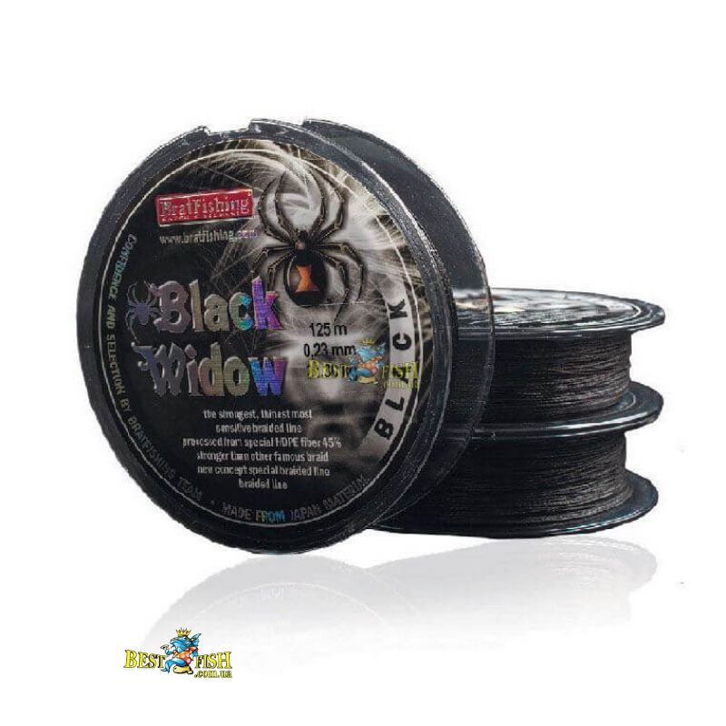 Плетений шнур Bratfishing Black widow - black 0.23mm Плетений шнур Bratfishing Black widow - black 0.23mm