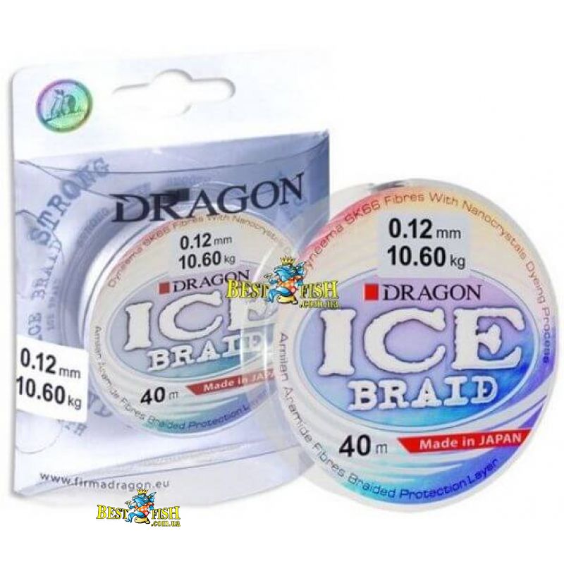 Шнур зимовий Dragon Ice Braid 0,14мм 12,90кг 40м Шнур зимовий Dragon Ice Braid 0,14мм 12,90кг 40м