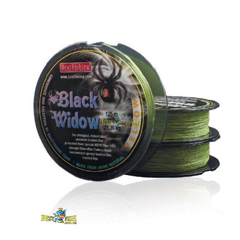 Плетений шнур Bratfishing Black widow - yellow 0.10mm Плетений шнур Bratfishing Black widow - yellow 0.10mm