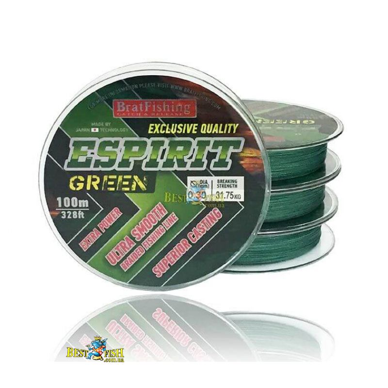 Плетений шнур Bratfishing Espirit green 0.15mm Плетений шнур Bratfishing Espirit green 0.15mm