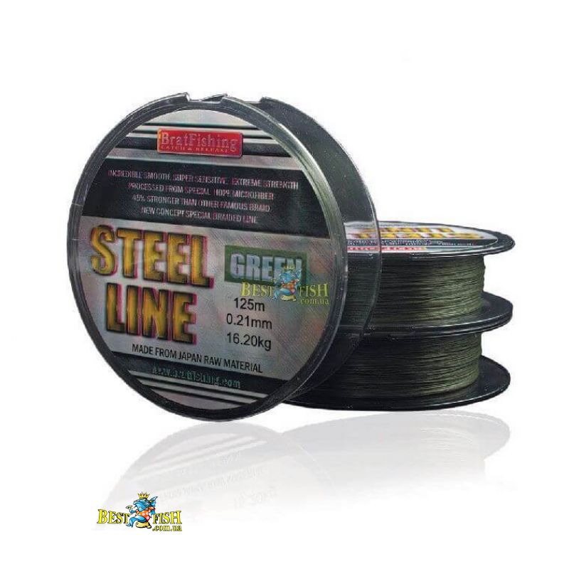 Плетений шнур Bratfishing Steel line - green 0.10mm Плетений шнур Bratfishing Steel line - green 0.10mm