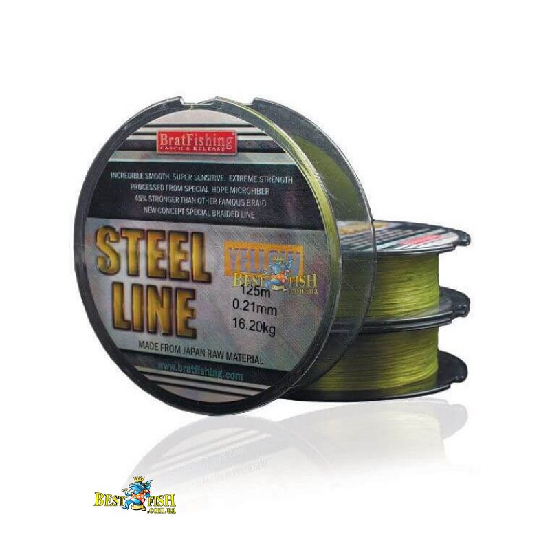 Плетений шнур Bratfishing Steel line - yellow 0.17mm Плетений шнур Bratfishing Steel line - yellow 0.17mm