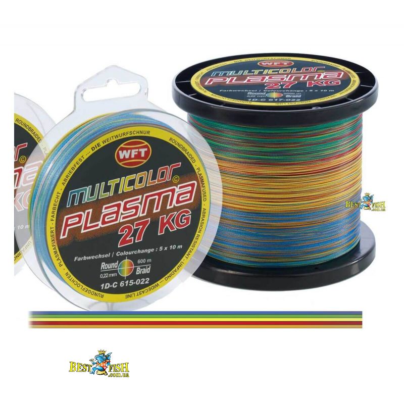 Плетеный шнур WFT Plasma Multicolor 0,18мм 22кг 3000м Плетеный шнур WFT Plasma Multicolor 0,18мм 22кг 3000м