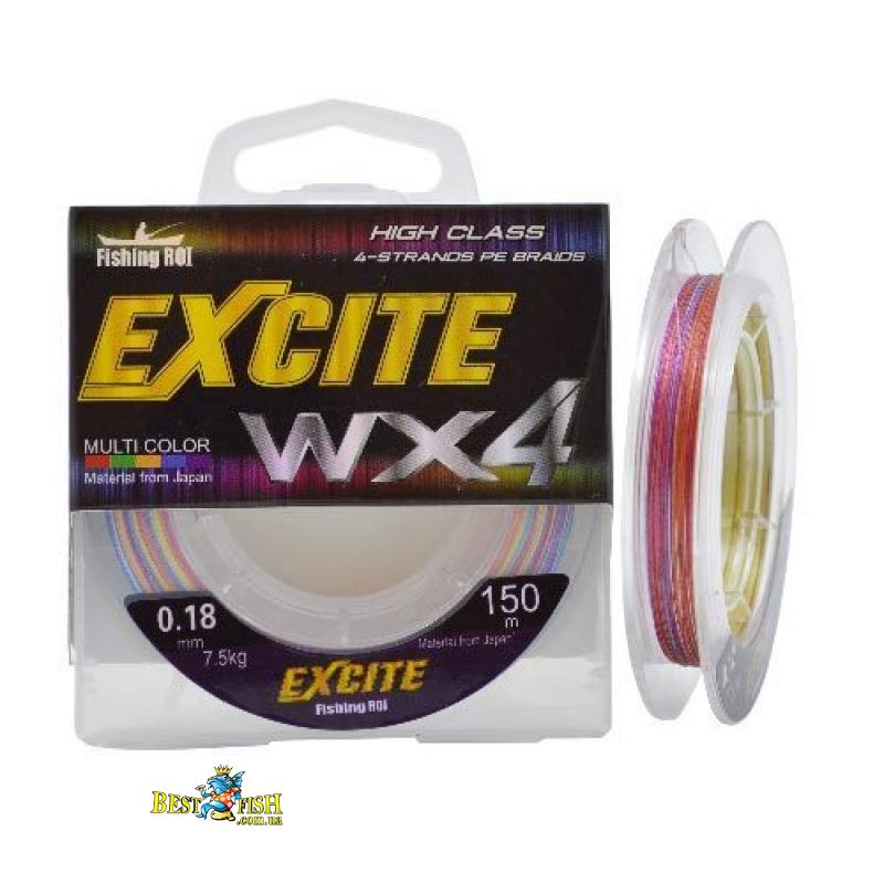 Шнур Fishing ROI Excite WX4 0,20 мм 9,0кг 150m multicolor Шнур Fishing ROI Excite WX4 0,20 мм 9,0кг 150m multicolor