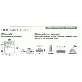 Палатка High Peak Santiago 5 Gray