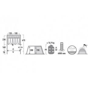 Намет High Peak Albany 5 (Grey / Blue)