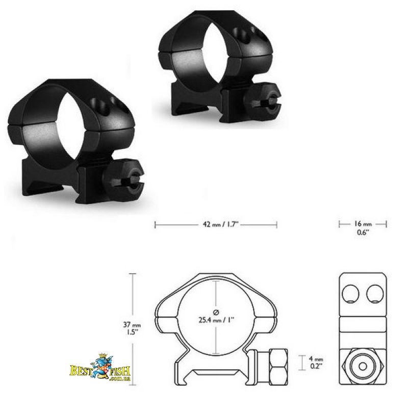 Аксесуари Hawke Кільця Precision 1 "/ Weaver / Low Аксесуари Hawke Кільця Precision 1 "/ Weaver / Low