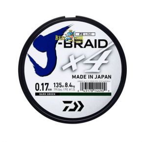 Плетений шнур Daiwa J-BRAID X4 Green 0.17 / 135