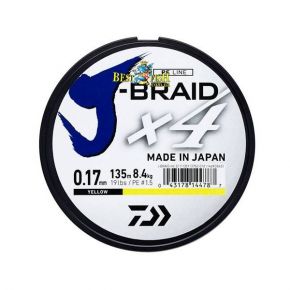 Плетений шнур Daiwa J-BRAID X4 Yellow 0.17 / 135