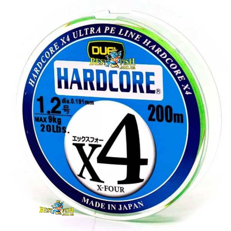 Шнур Duel Hardcore X4 Green #1.2/200 Шнур Duel Hardcore X4 Green #1.2/200