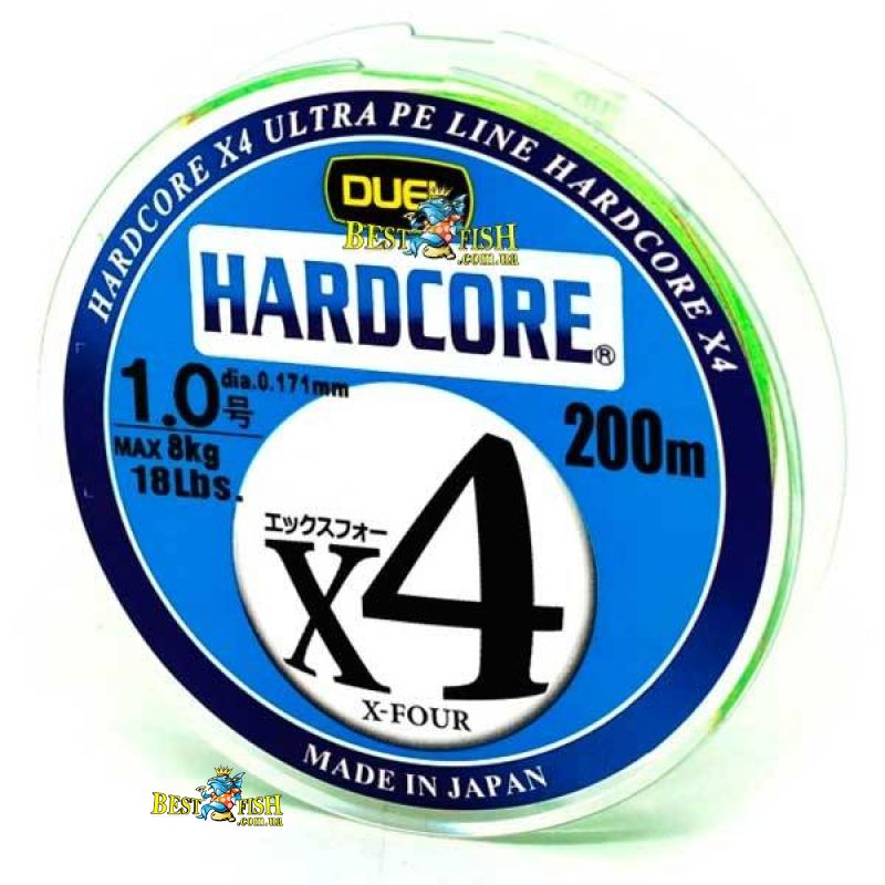 Шнур Duel Hardcore X4 Green #1/200 Шнур Duel Hardcore X4 Green #1/200