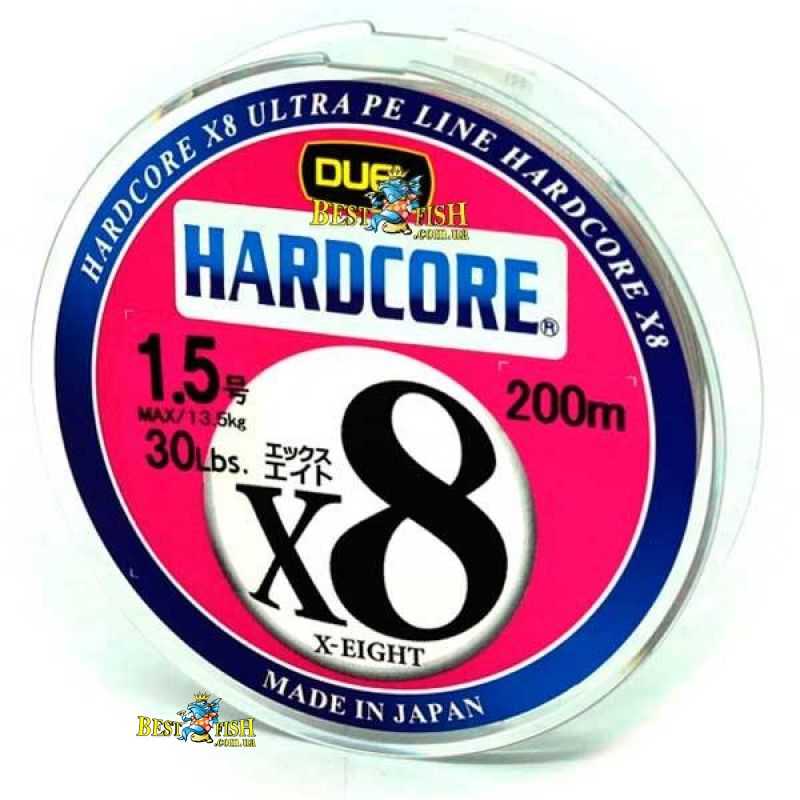 Плетений шнур Duel Hardcore X8 Silver # 1.5 / 200 Плетений шнур Duel Hardcore X8 Silver # 1.5 / 200