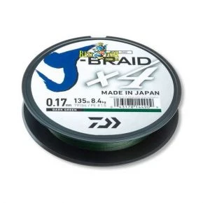 Шнур Daiwa J-Braid X4E 135m Dark Green 3.8kg 0.10mm #0.6