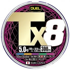 Шнур Duel Tx8 300 м 5Color 37.6kg 0.38 мм #5.0 (H4347-5C)