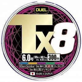 Шнур Duel Tx8 300 м 5Color 43.1kg 0.42 мм #6.0 (H4348-5C)