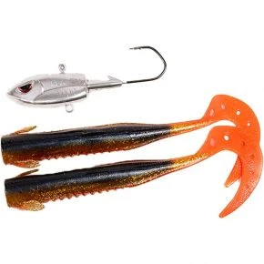 Силікон Fladen Big Single Tail 400 г головка + 2 тіла #Black/Gold/Orange (20-1240009)