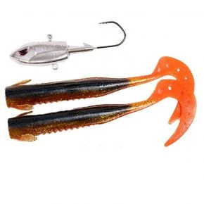 Силікон Fladen Big Single Tail 400 г головка + 2 тіла #Black/Gold/Orange (20-1240009)