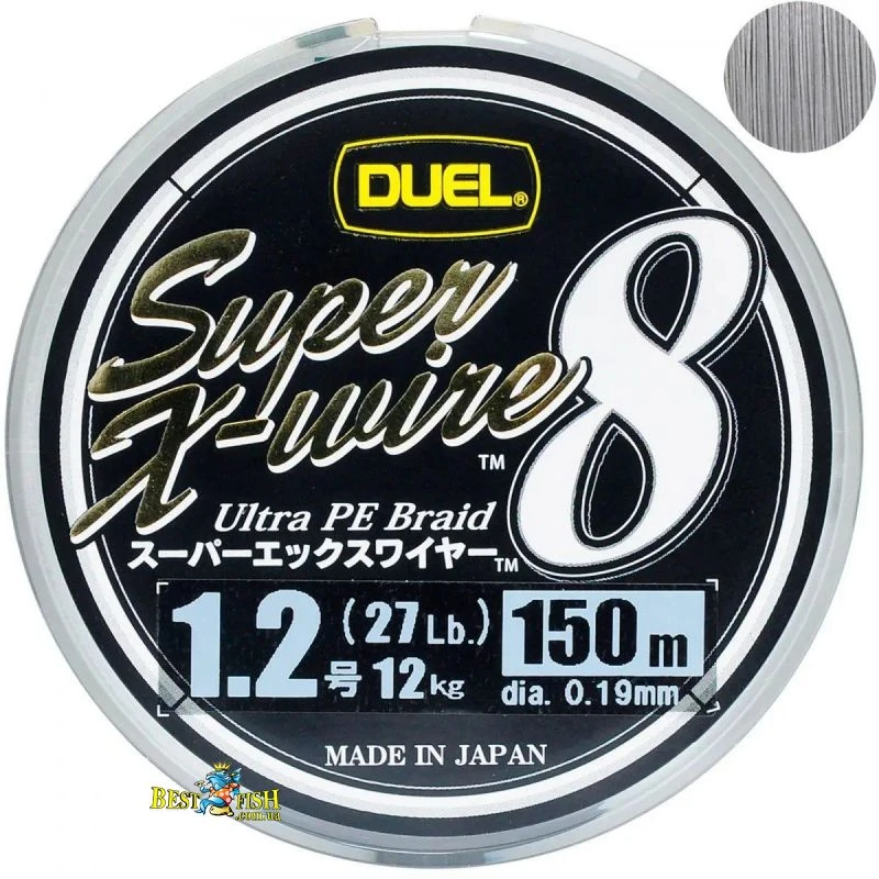 Шнур Duel Super X-Wire 8 150m Silver 12kg 0.19mm #1.2 (H3600-S) Шнур Duel Super X-Wire 8 150m Silver 12kg 0.19mm #1.2 (H3600-S)