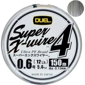 Шнур Duel Super X-Wire 4 150m Silver 8kg 0.17mm #1.0 (H3581-S)