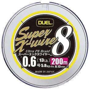 Шнур Duel Super X-Wire 8 200m 5Color Yellow Marking 5.8kg 0.13mm #0.6 (H3606N-5CR)