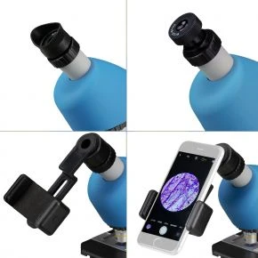 Мікроскоп Bresser Junior 40x-640x Blue з набором для дослідів та адаптером для смартфона (8851300WXH000/12869)