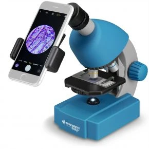 Мікроскоп Bresser Junior 40x-640x Blue з набором для дослідів та адаптером для смартфона (8851300WXH000/12869)