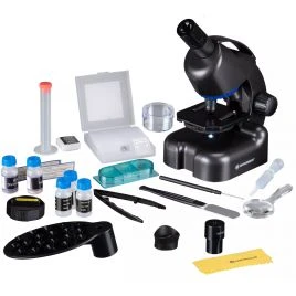 Мікроскоп Bresser Junior CM-04 100x-900x Black з набором для дослідів і адаптером для смартфона (14951)