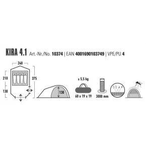 Намет чотиримісний High Peak Kira 4.1 Deep Forest (10374)