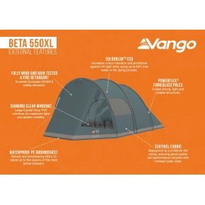 Намет п'ятимісний Vango Beta 550XL Mineral Green (TEUBETA00000002)