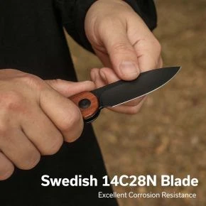 Складаний ніж Civivi Elementum Slip Joint, клинок 75 мм, 14C28N, дерево Guibourtia, коричневий із чорним клинком (C18062AJ-3)