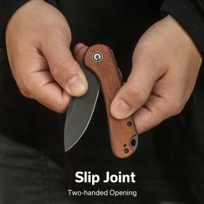 Складаний ніж Civivi Elementum Slip Joint, клинок 75 мм, 14C28N, дерево Guibourtia, коричневий із чорним клинком (C18062AJ-3)