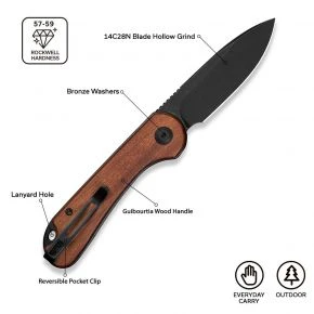 Складаний ніж Civivi Elementum Slip Joint, клинок 75 мм, 14C28N, дерево Guibourtia, коричневий із чорним клинком (C18062AJ-3)