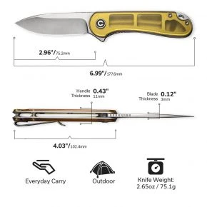 Складаний ніж Civivi Elementum, клинок 75 мм, D2, Ultem, жовтий (C907A-4)