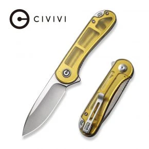 Складаний ніж Civivi Elementum, клинок 75 мм, D2, Ultem, жовтий (C907A-4)
