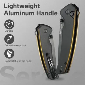 Складаний ніж Sencut Serene, клинок 88 мм, D2, алюміній, чорний (S21022B-1)