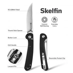 Складаний ніж Sencut Skelfin, клинок 84 мм, 9Cr18MoV, G10, чорний (S25007-2)