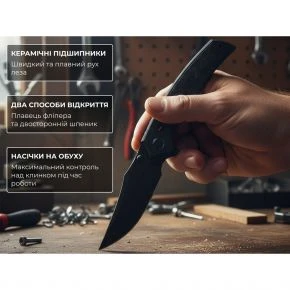 Складаний ніж WE Skynix, клинок 94 мм, Bohler M390, титан і карбон, чорний (WE24087-1)