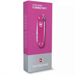 Швейцарський ніж Victorinox Classic SD Alox Flamingo Party 58 мм, 5 функцій, рожевий, у подарунковій коробці (0.6221.251G)