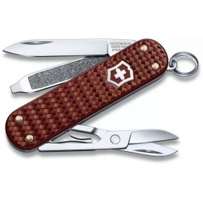 Швейцарський ніж Victorinox Classic SD Precious Alox Hazel Brown 58 мм, 5 функцій, коричневий, плетений візерунок, у подарунковій коробці (0.6221.4011G)