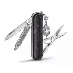 Швейцарський ніж Victorinox Classic SD Brilliant Carbon 58 мм, 5 функцій, чорний (0.6221.90)